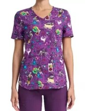 Disney The Nightmare Before Christmas Sz 3XL Women V-Neck Scrub Top Purple