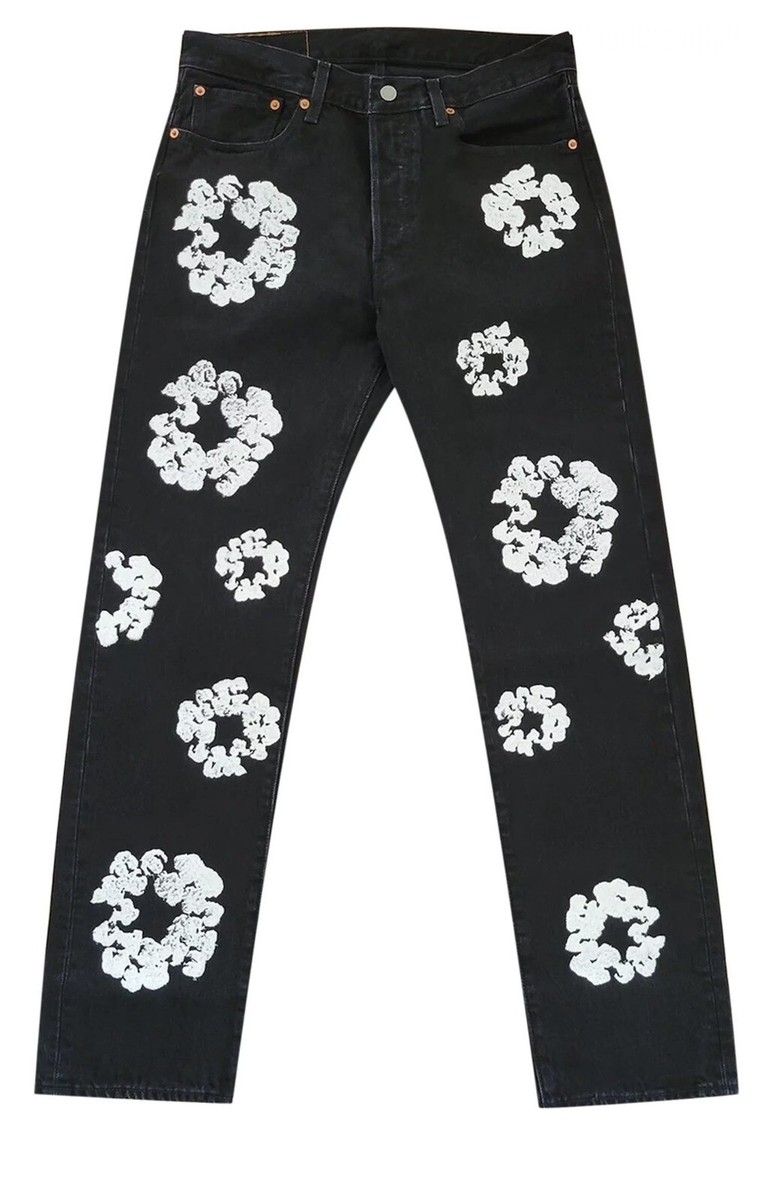 Authentic Denim Tears x Levis Jeans The Cotton Wreath Jean Black  