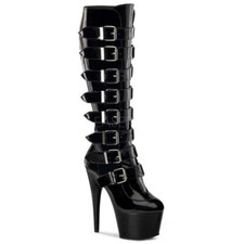 Very High Stiletto Heel Nightclub Women Knee Boot Pole Danc Buckle Platform Sexy