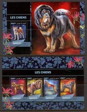 STA459 Djibouti 2016 MNH 2 Sheets High CV Domestic Animals Dogs