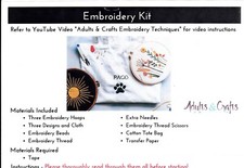 Stamped Embroidery Kit: Learn to Embroidery 3 Projects Flowers, Sunburst, Bag