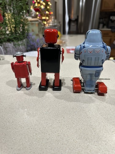Zinn Windup Roboter, Proton, Astronaut, rote Lilie Put Ornament - Bild 2 von 6