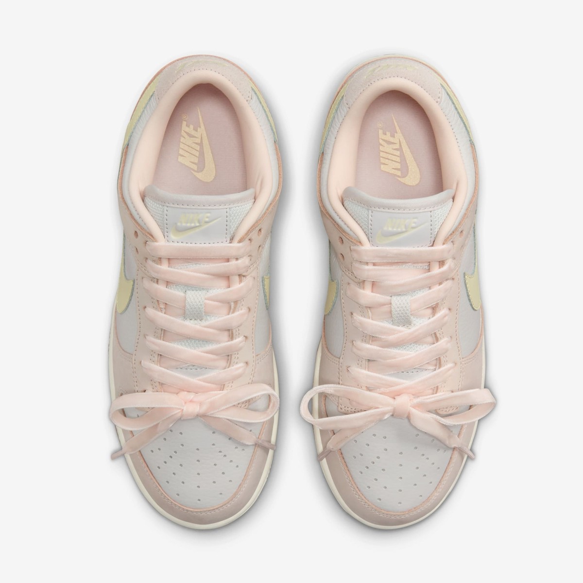 Nike Dunk Low PRM Light Soft Pink Ribbon Laces FB7910-601 sz