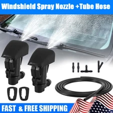 Windshield Wiper Water Washer Spray Nozzle Jet + 6.5ft Tube Pipe Hose Connector