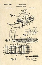 Vintage Snowmobile US Patent Art Print - Original Antique Snow Machine 1962 239