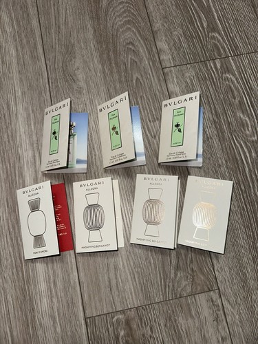LOTS OF 7 BVLGARI PERFUME SAMPLES, AU THE VERT, ALLEGRA BERGAMOT, FIORI D’AMORE
