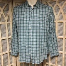 Men s Banana Republic Blue Green Checked Button Down Longsleeve Shirt Size XXL