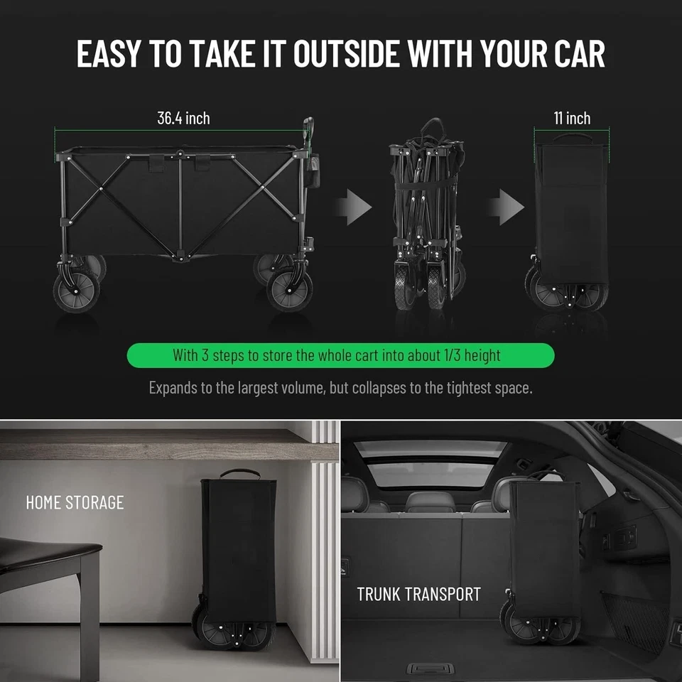 Carrinho dobrável carrinho dobrável jardim praia utilitário acampamento ao ar livre esportes - Imagem 4 de 4