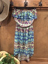 Maurice’s Cruise Wear Cute Tiered Top Tea Length Bottom Lined Dress Sz XS