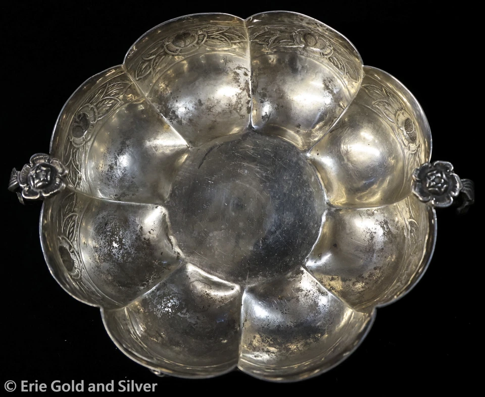 Cuenco rosa azteca vintage de plata esterlina Sanborns México Foto 3 de 4