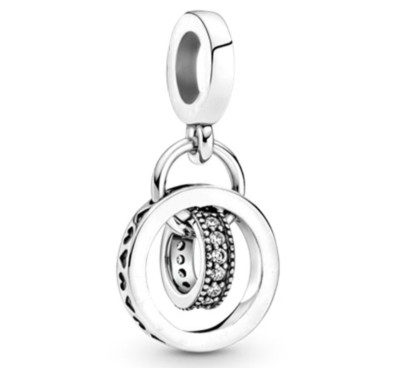 Charm Bead Ringe Herz Zirkon 925 Sterling Silber