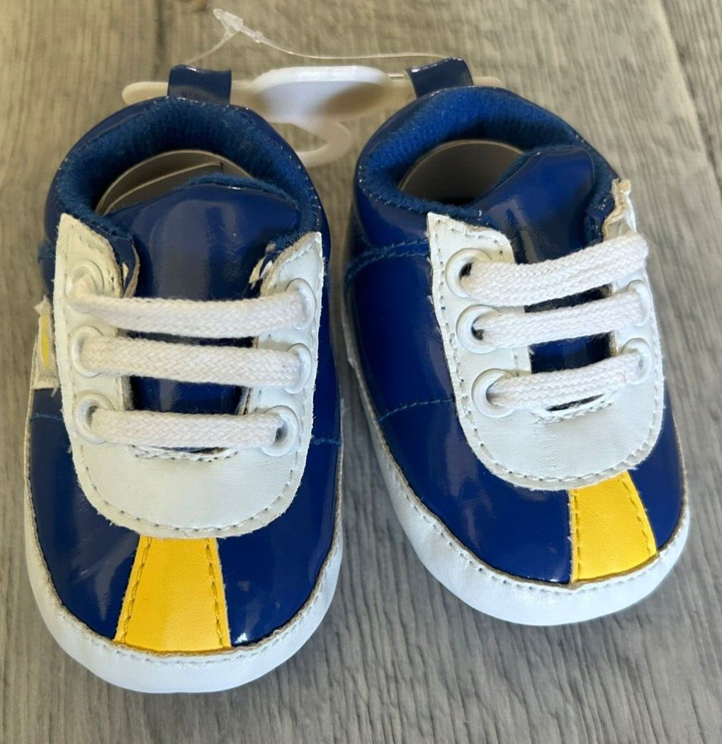 PONY Scarpe culla FILA bambino comode misura 0 6 mesi blu giallo bianco sneakers stringate