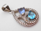 Sterling Silver Pendant 1" Birth Mother Stone Aquamarine Amethyst 1.9g Drop 925 — photo 1
