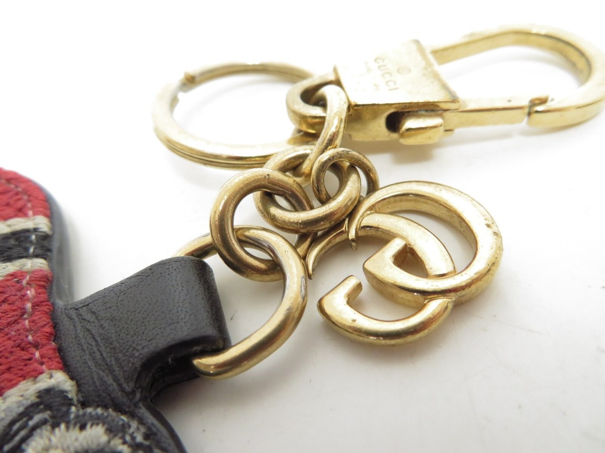 Authentic GUCCI GG Snake Bag Charm Keyholder Key Ring