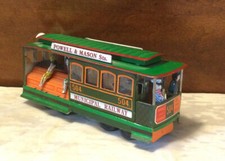Vintage 7 Tin Litho Friction Municipal Railway-504 Trolley Car-Taiwan