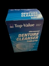 Top Value Effervescent Denture Cleanser Tablets 90 Tablets/New In Box