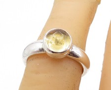 925 Sterling Silver Cabochon Cut Yellow Topaz Solitaire Ring Sz 6 RG6937