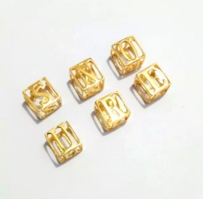 20 K Letter A-J Real Solid Gold Initial Pendant Personalised Cube Charm  Gift