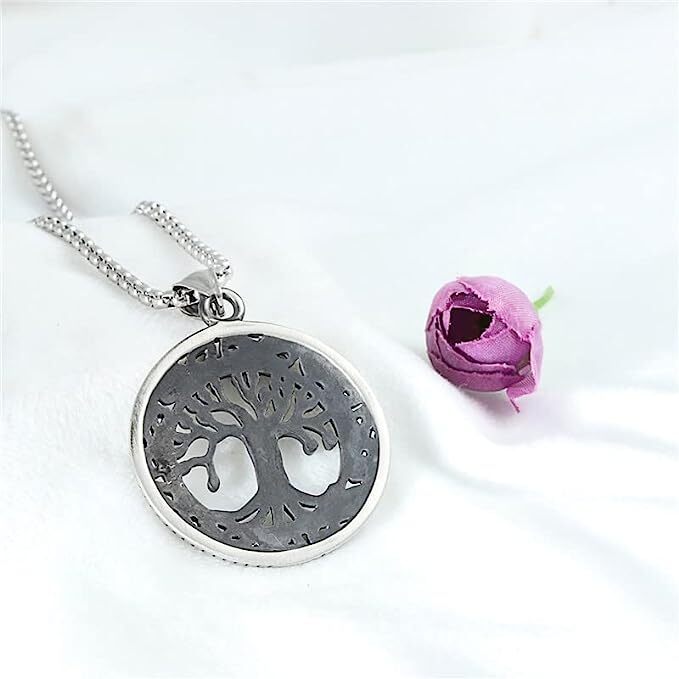 Gioiello Simbolico Vita Etnico Collana Con Pendente Albero Della Vita Celtico - Acciaio Inox 316L, Stile Nodo Irlandese, Argento Gioiello Handmade Thailandia