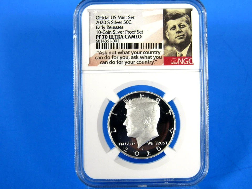 2020 S, 3-Coin, Silver Kennedy Half Dollars Consecutive Serial #s NGC Pf 70 Ucam - Image 4 of 4
