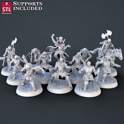 STL Miniatures Undead Set Enemies DnD Fantasy Tabletop RPG Mini Pathfinder 32mm