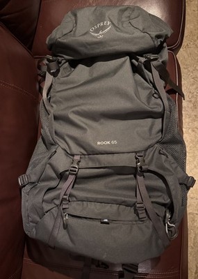 Osprey Rook 65L Men's Backpacking Backpack, Dark Charcoal/Silver Lining