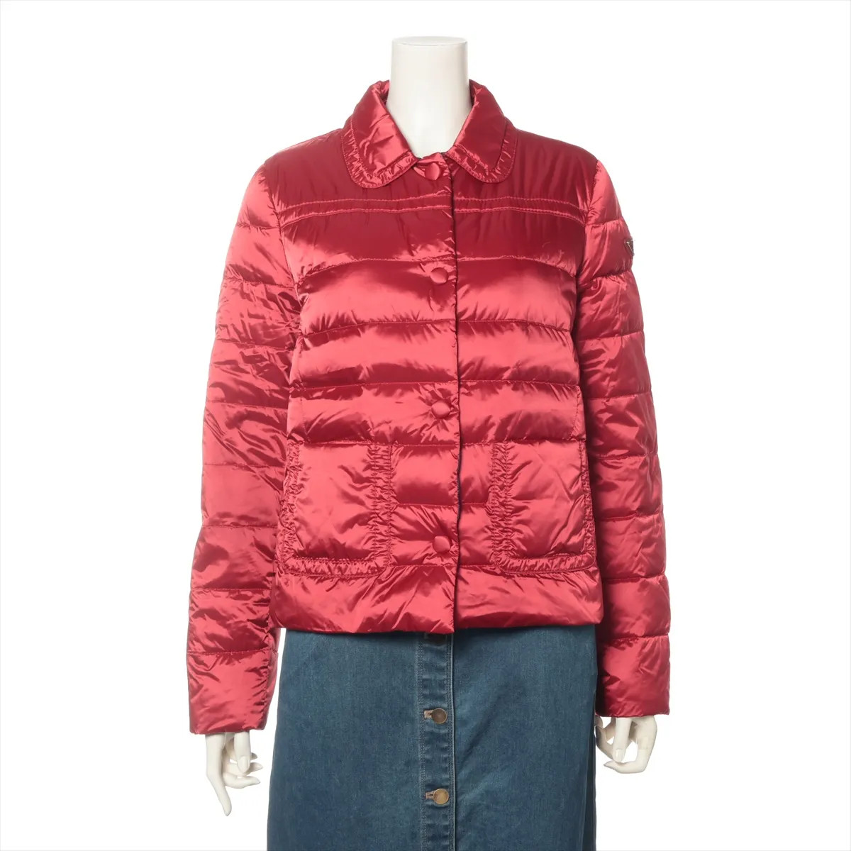 Prada Triangle logo 15 years Nylon Down jacket 42 Ladies' Red  29B833 Body sleev
