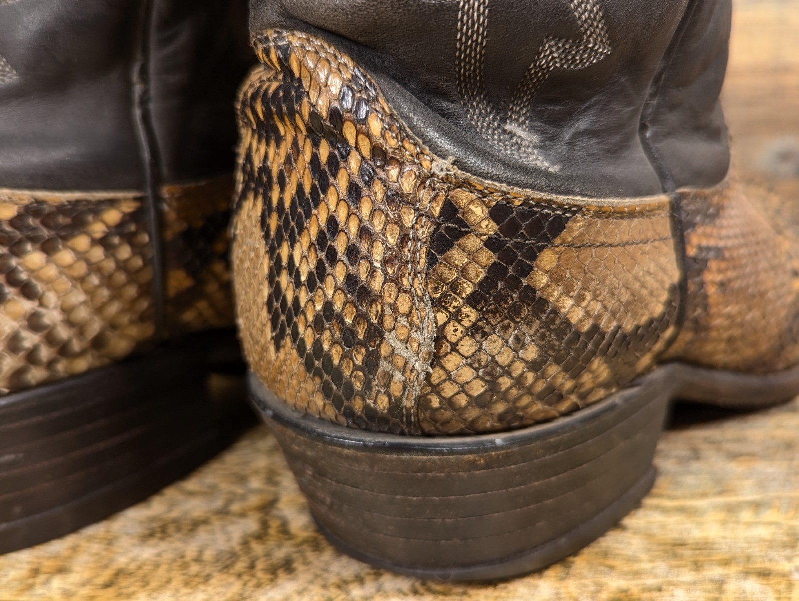 Vintage Dan Post Men's Size 10 EW Python Snakeski… - image 13