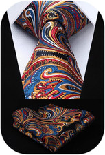 Ties for Men Paisley Tie and Pocket Square Woven Classic Floral Mens Ties Handke