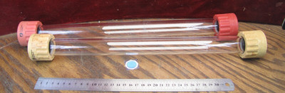 400mm 25mm id borosilicate Glass Tubes (2) with threaded cap ends 16'' x 1''