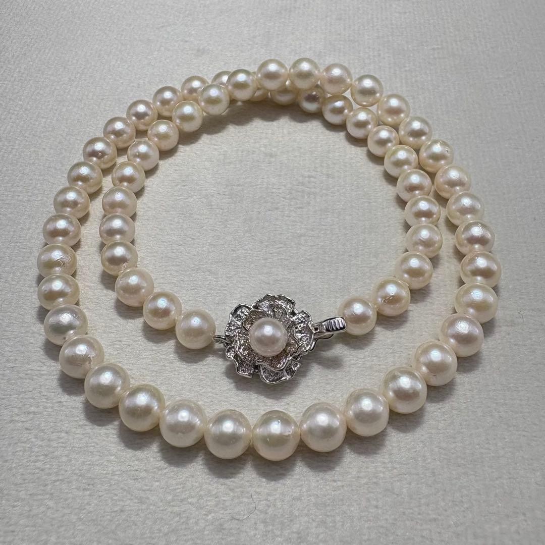 Akoya Pearl Necklace 6.5-6.9mm 43cm  Beautiful Overtones Genuine Pearl