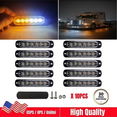 10X Strobe Light 12v-24v 6LED Emergency Warning Hazard Flash Truck Trailer Light