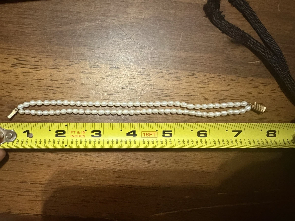 14k Gold Clasp Pearl Bracelet Stamped M 7.5 Inches