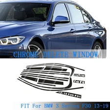 Glossy Black Chrome Delete Window Trims For BMW 3 Series F30 2013-2019
