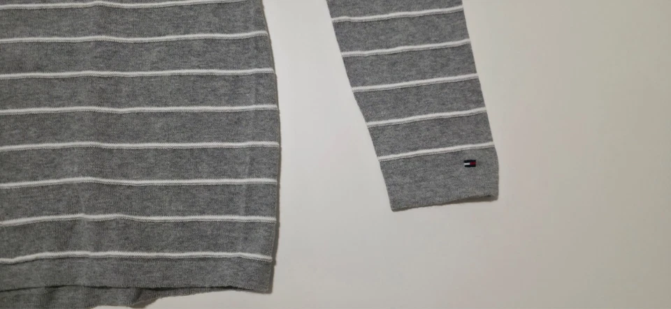 Tommy Hilfiger Damen Pullover Grau Gestreift V-Ausschnitt Größe S - Bild 4 von 4