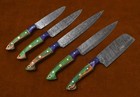 5 PCS Handmade Damascus Kitchen Knife Set Chef Cooking Knives Wood Handle # A-35 — photo 1