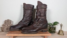 Vintage Shoe Co Jennifer Tanker Boot Women 9 Brown Leather USA Made WWII Style