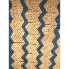 Crocheted Chevron Stitch Lap Blanket 62 x 40" Yellow and Green
