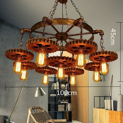 Gear Shaped Chandelier Steampunk Ceiling Light Industrial Pendant Lamp Fixture