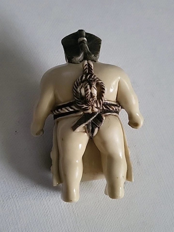 Antiguo Icono Luchador de Sumo Japonés Período Meiji Tallado a Mano Soportes Patrimonio 4x3" Foto 4 de 4