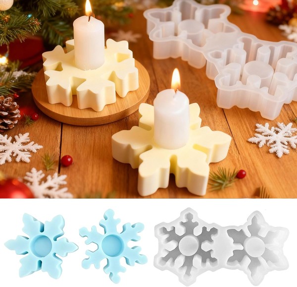 GießFormen Silikon Schneeflocke KerzenstäNder Weihnachten Seifenformen Silikon-image