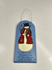 Rustic Snowman Wooden Wall Hanging Sign Primitive Country Christmas Decor
