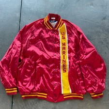 Vintage 80's United States Marine Corps Swingster Satin Bomber Jacket Men's XL