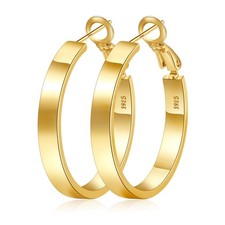 4MM Wide Silver Hoop Earrings for Women Sterling Silver Large Hoop Earrings 1...