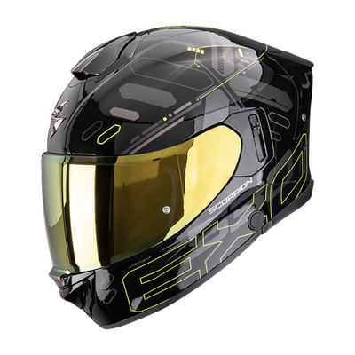 INTEGRALHELM SCORPION EXO 530 AIR FOND SCHWARZ NEON GELB TOURING SPORT GLÄNZEND