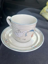 Vintage International Tableworks Marmalade Cup And Saucer Geese With Strawberry 
