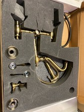 Whitehaus WHKWLV3-9402-NT-AB Vintage III Plus Wall Mount Faucet with Side Spray,