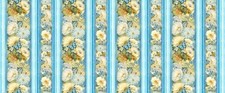 Timeless Treasures - Forest Whisper - Floral Repeating Border Stripe - Blue, BTY