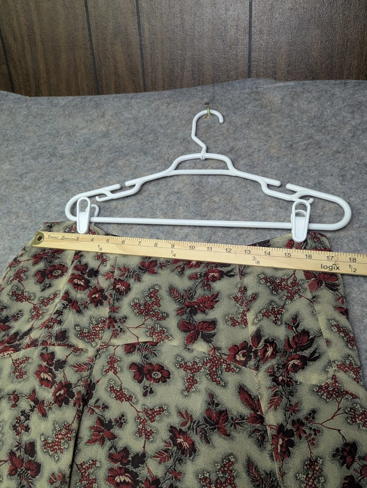 Falda midi acampanada de seda floral roja con volantes talla 14 de Anne Klein para mujer de colección Foto 3 de 4