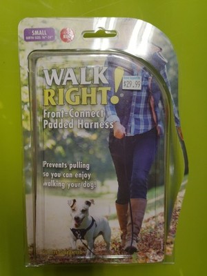 WALK RIGHT Size S (16''-24'') Front Connect Black Padded Harness Prevents Pulling